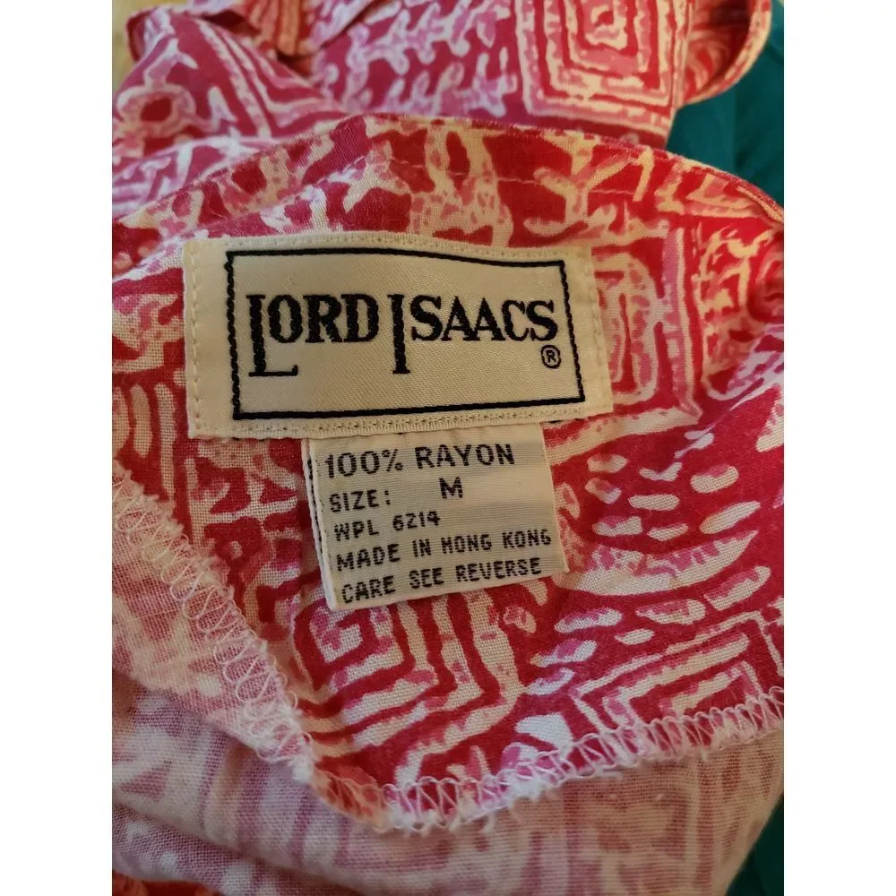 80s Red and White Rayon Matching Shorts‎ Set